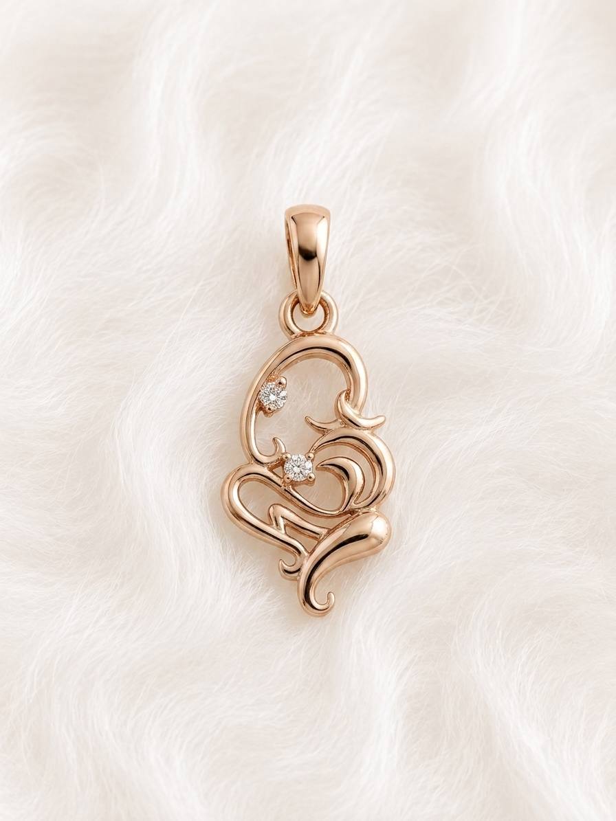 Silver fancy ganesha pendant with rosegold finish
