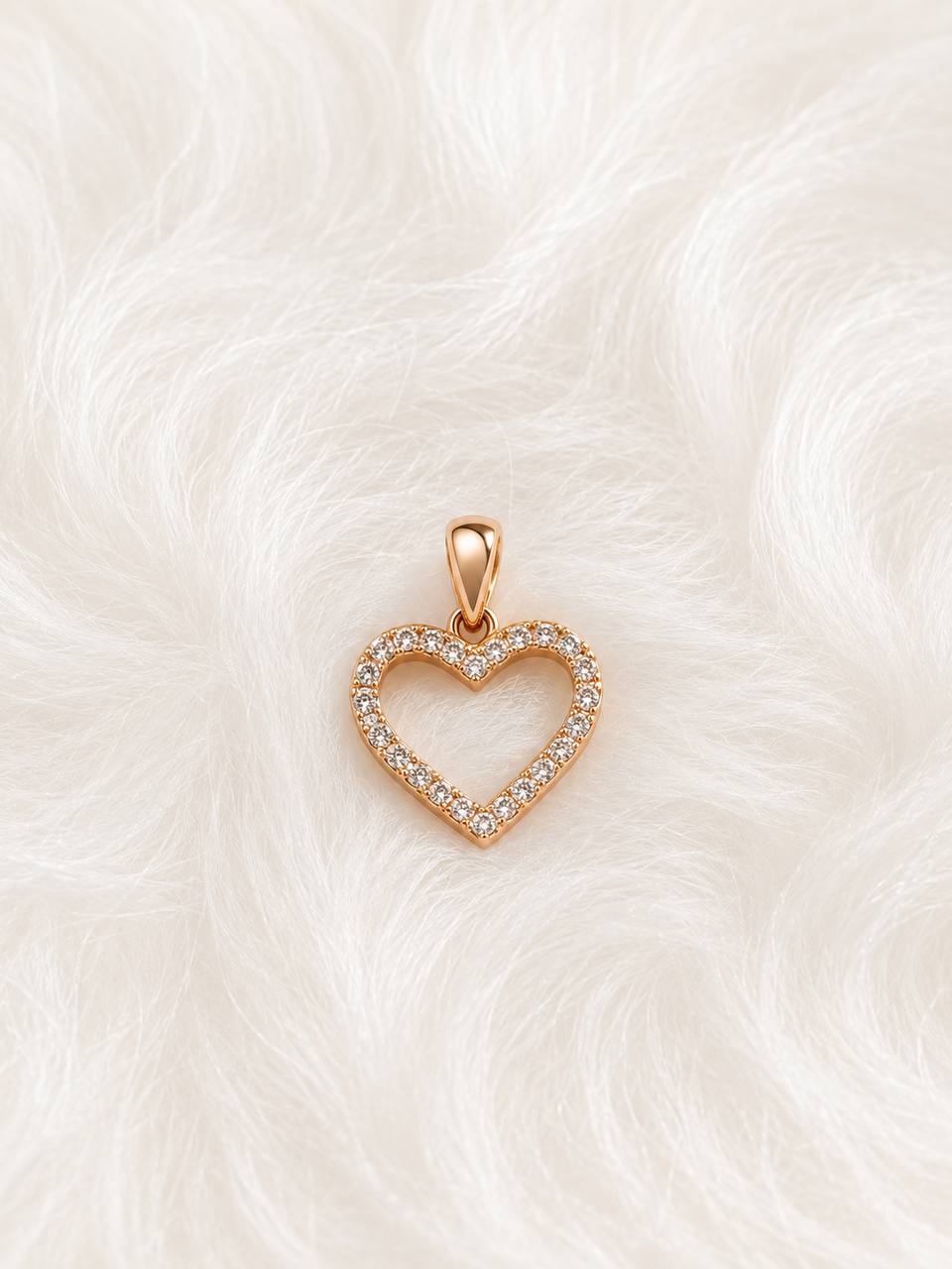 Silver big heart with rosegold finish
