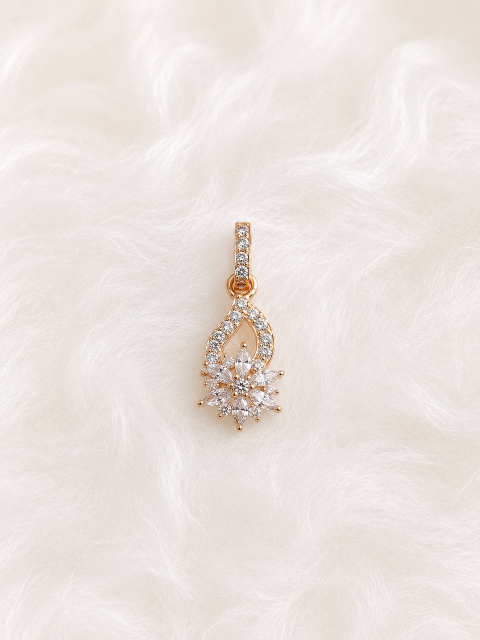 Silver dhega pendant with rosegold finish