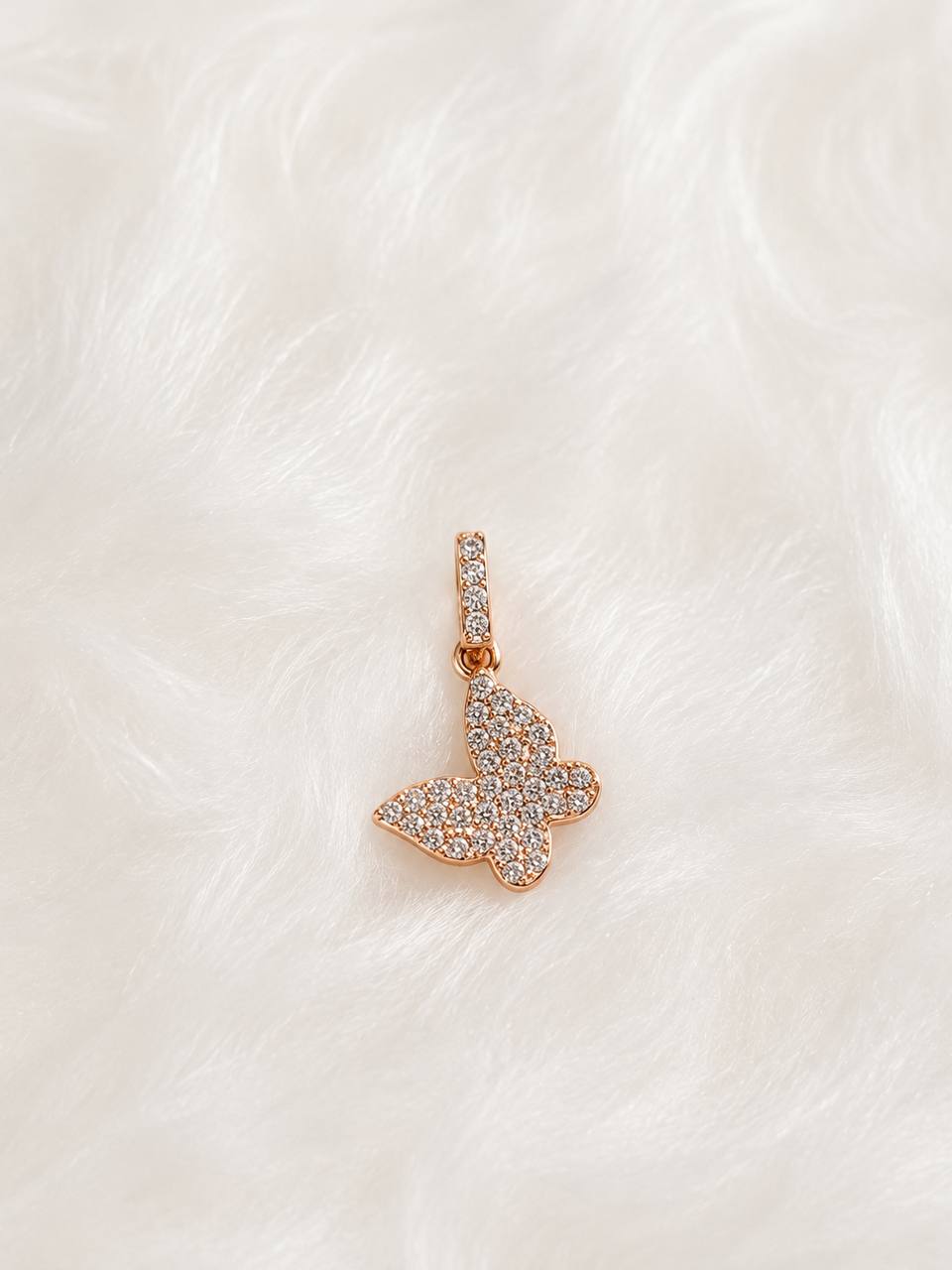 Silver butterfly pendant with rosegold finish