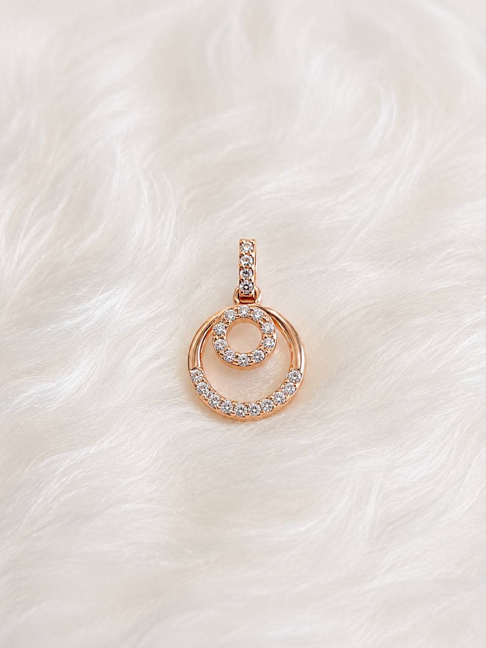 Silver diya pendant with rosegold finish