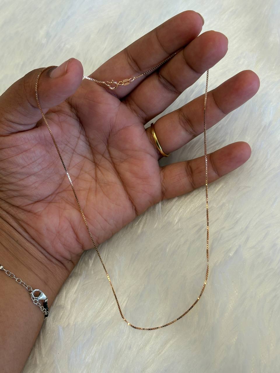 Silver plain rosegold chain