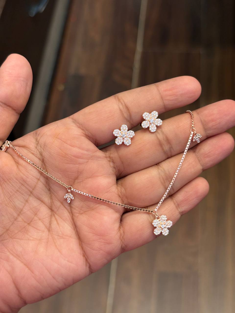 Silver pine charm with rosegold finish