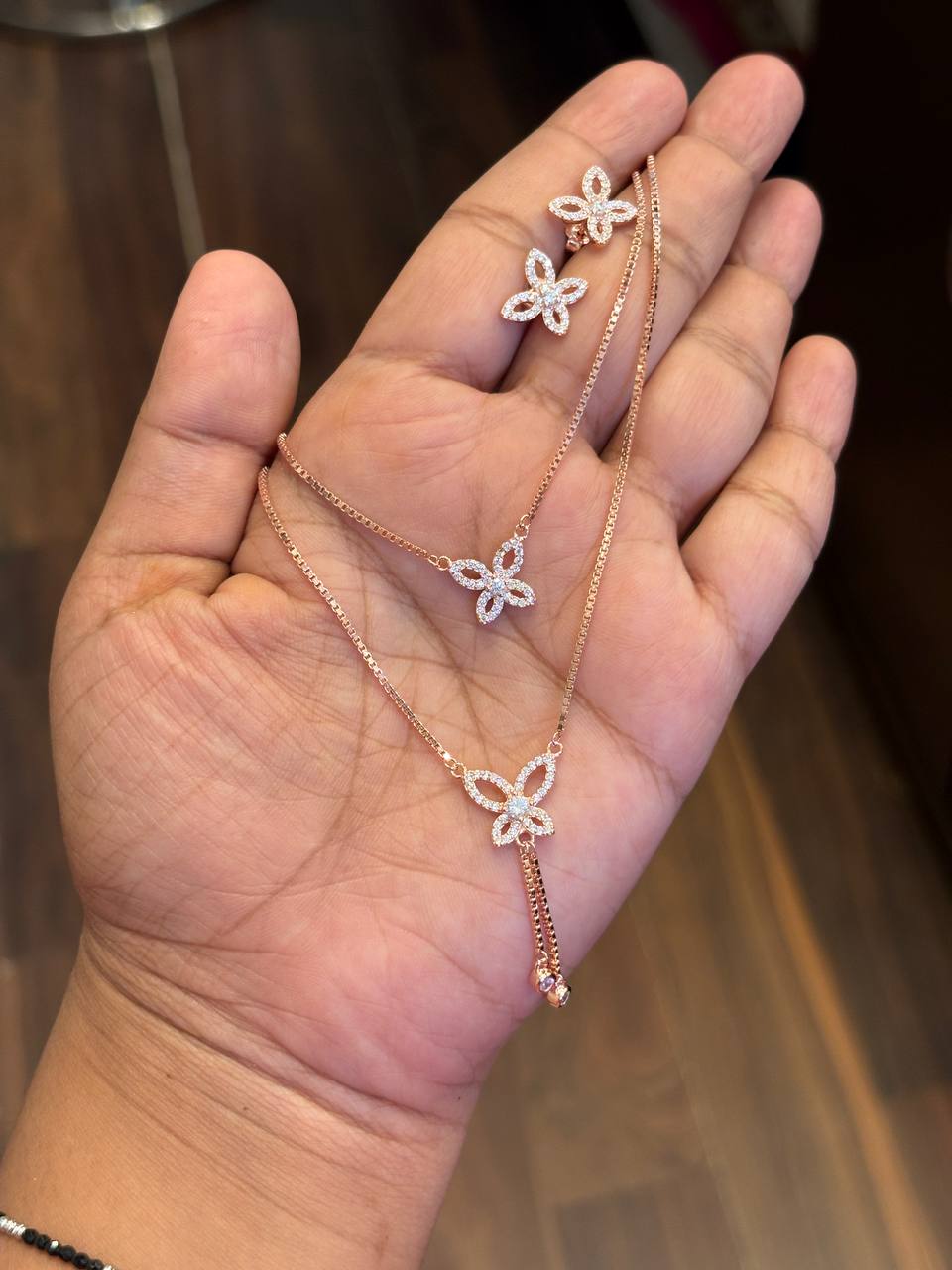 Silver butterfly casting charm with rosegold finish