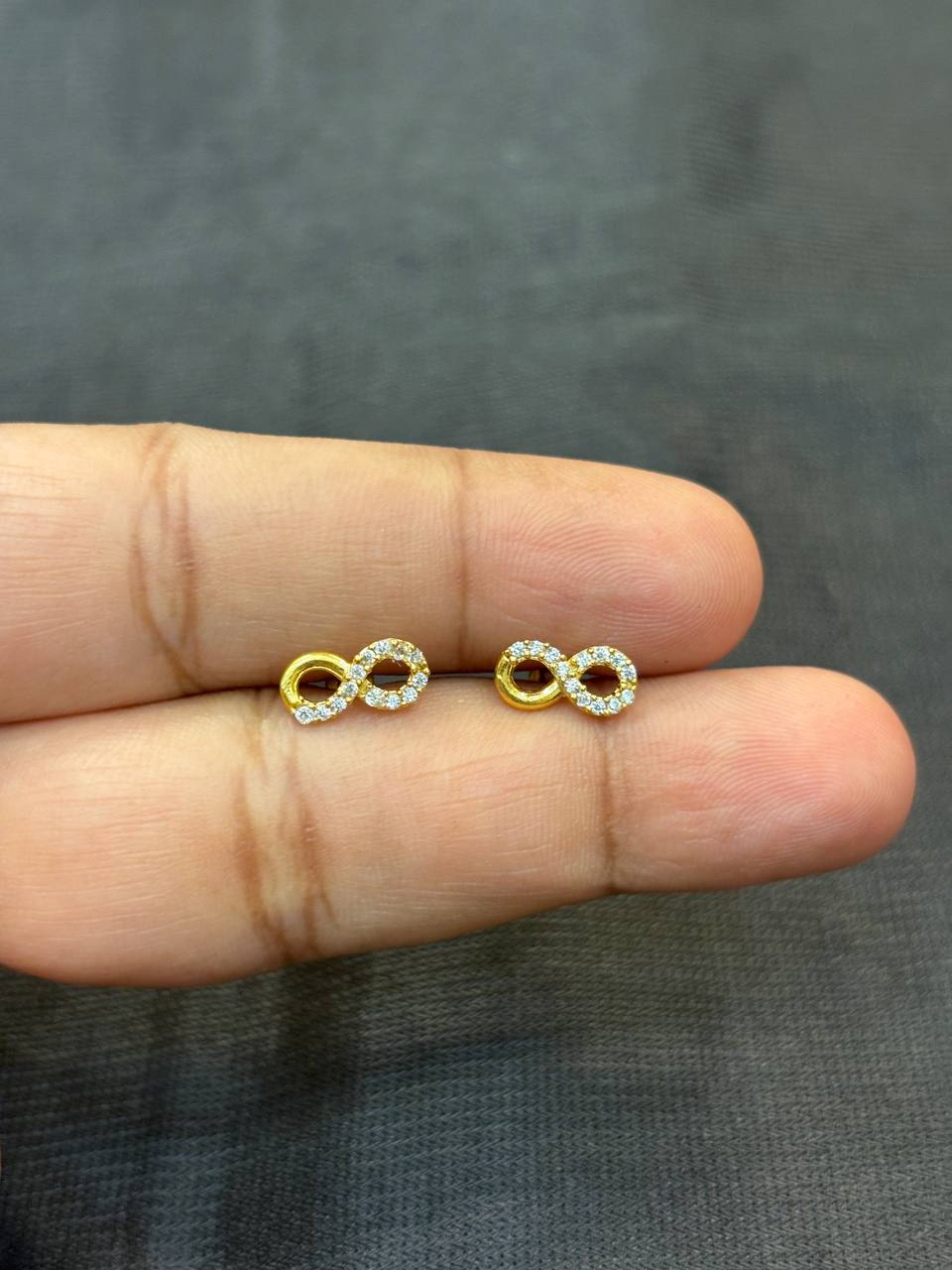 Silver infinity small stud with gold finish