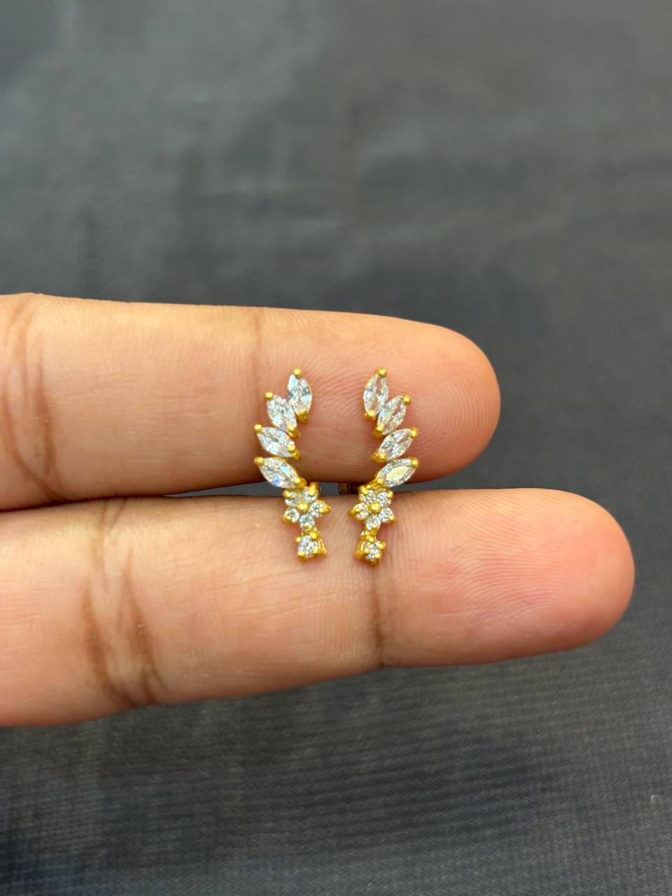 Silver mia helix stud with gold finish