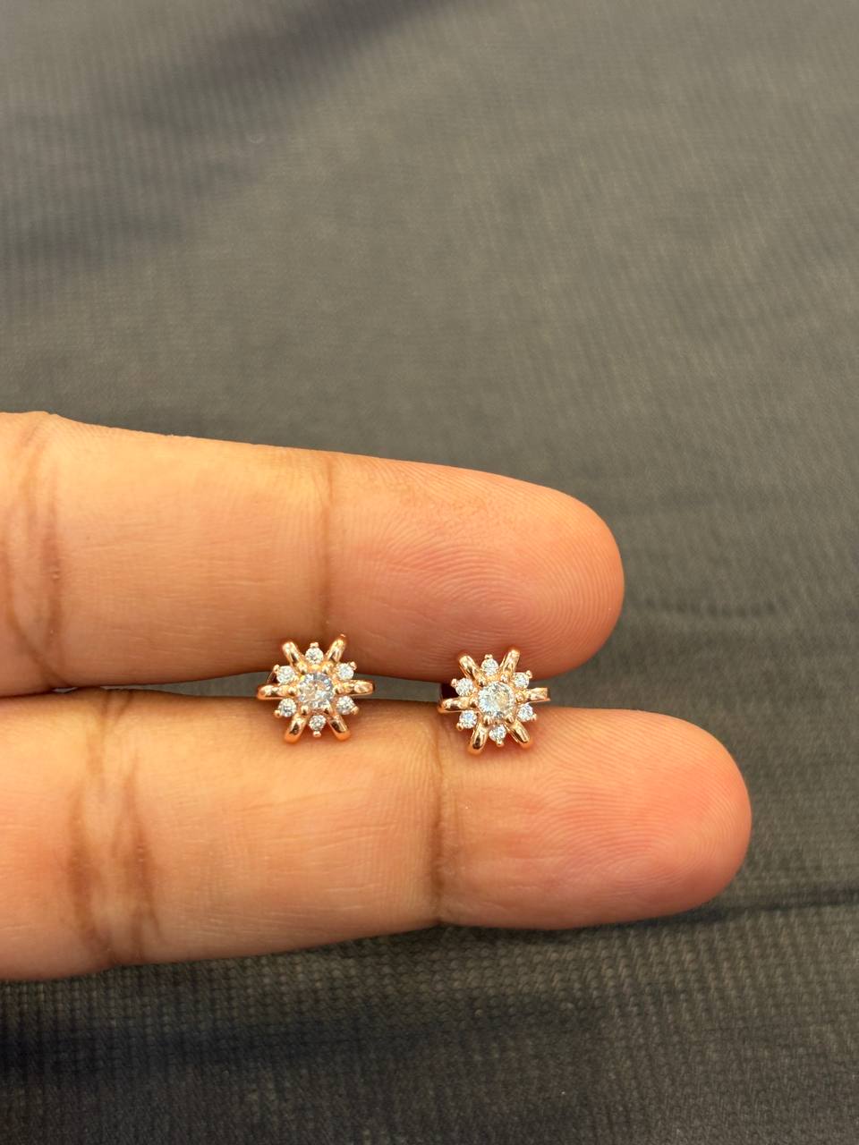 Silver stone malar stud with rosegold finish