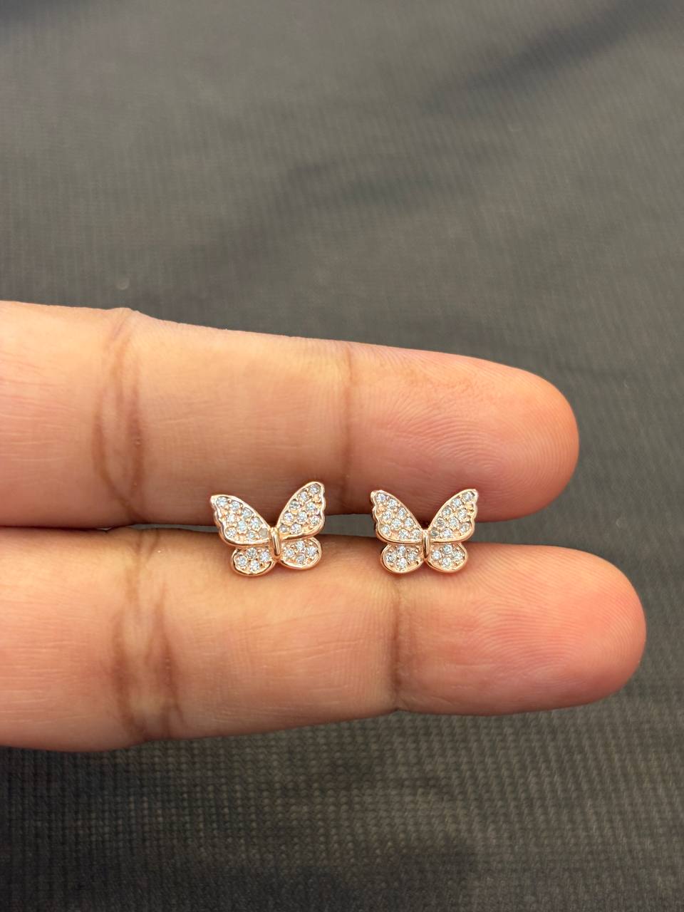 Silver butterflyy stud with rosegold finish