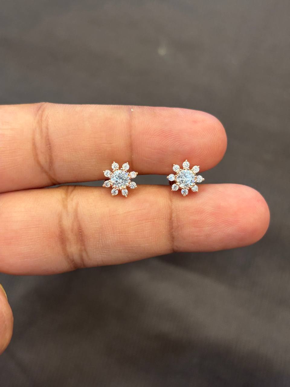 Silver ananya stud with rosegold finish