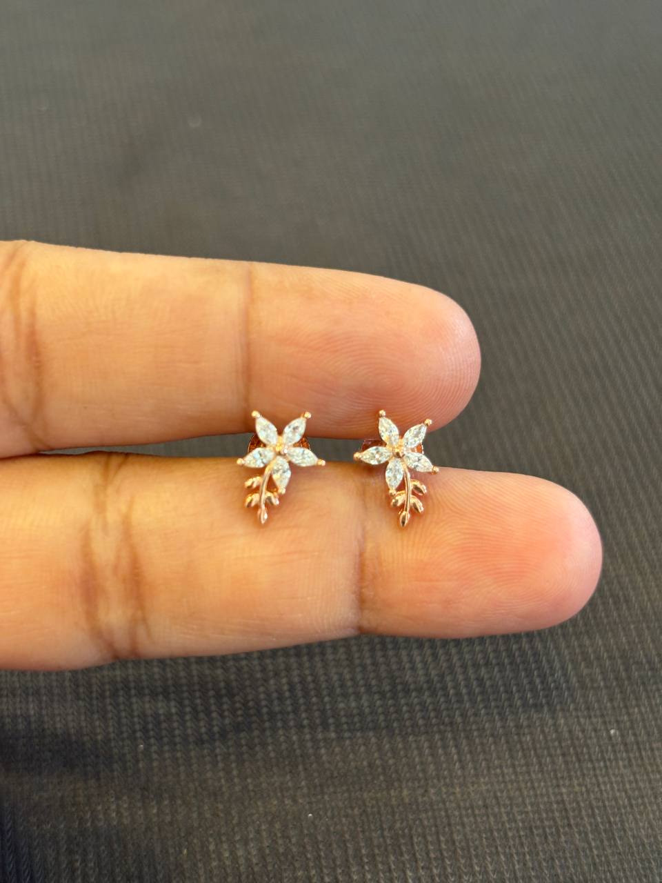 Silver dafo stud with rosegold finish