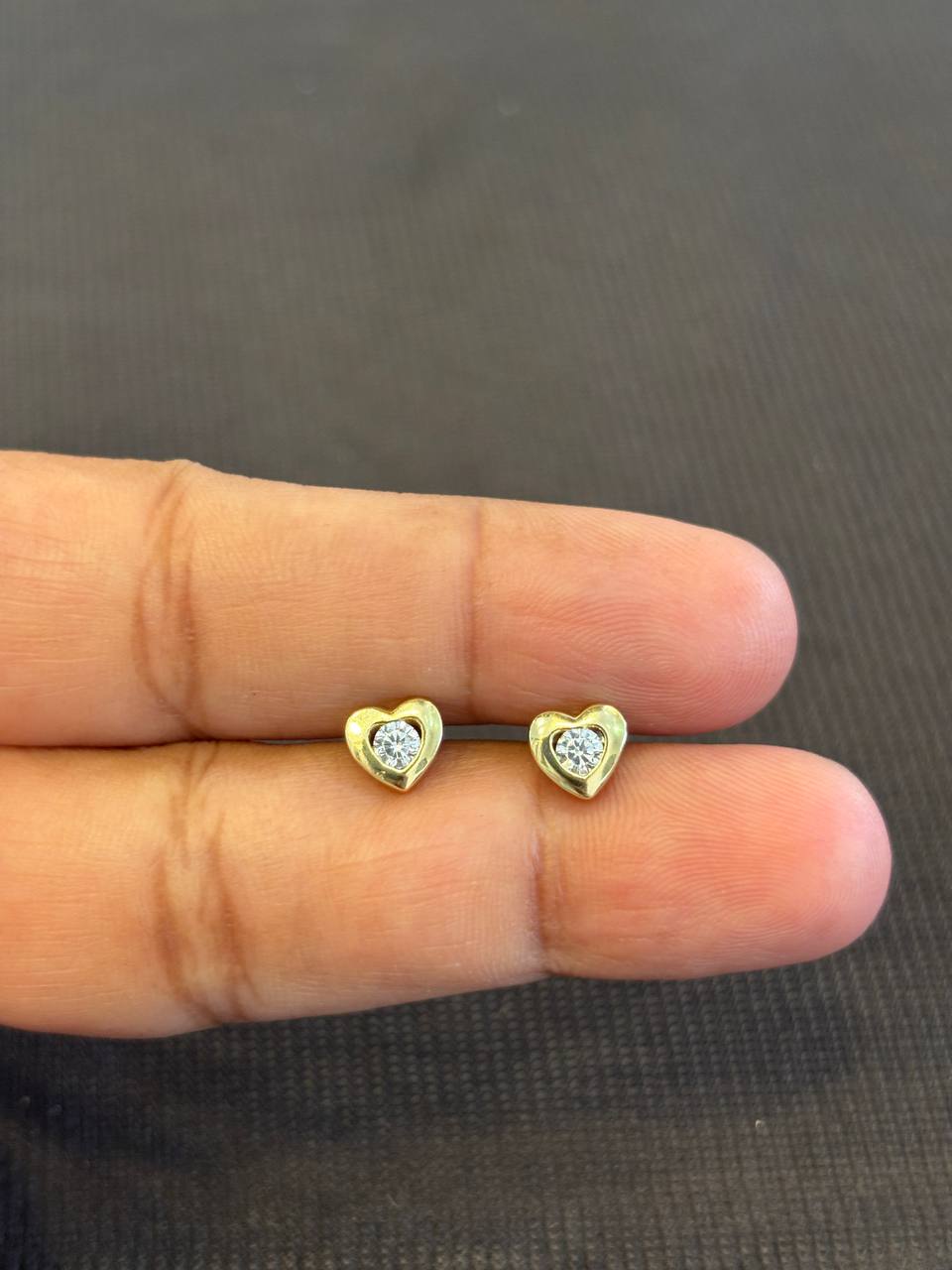 Silver heart stone stud with gold finish