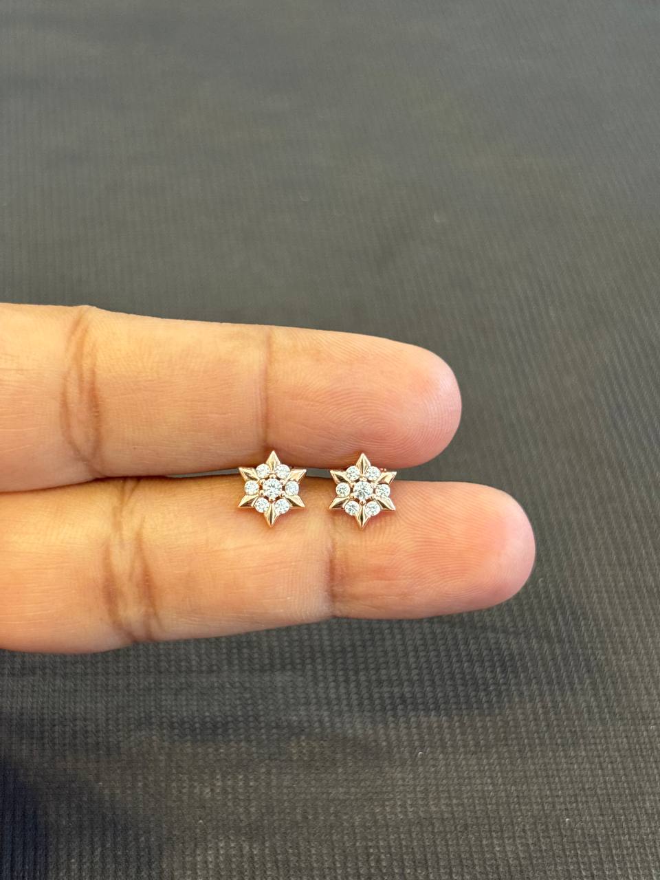 Silver nakshtra stud with rosegold finish