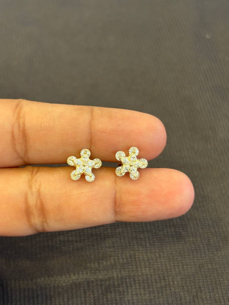 Silver maha stud with rosegold finish