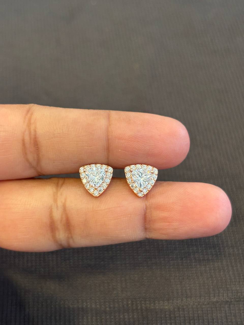 Silver hexaa stud with rosegold finish