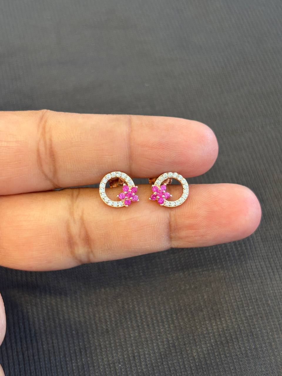 Silver pink flower with rosegold finish