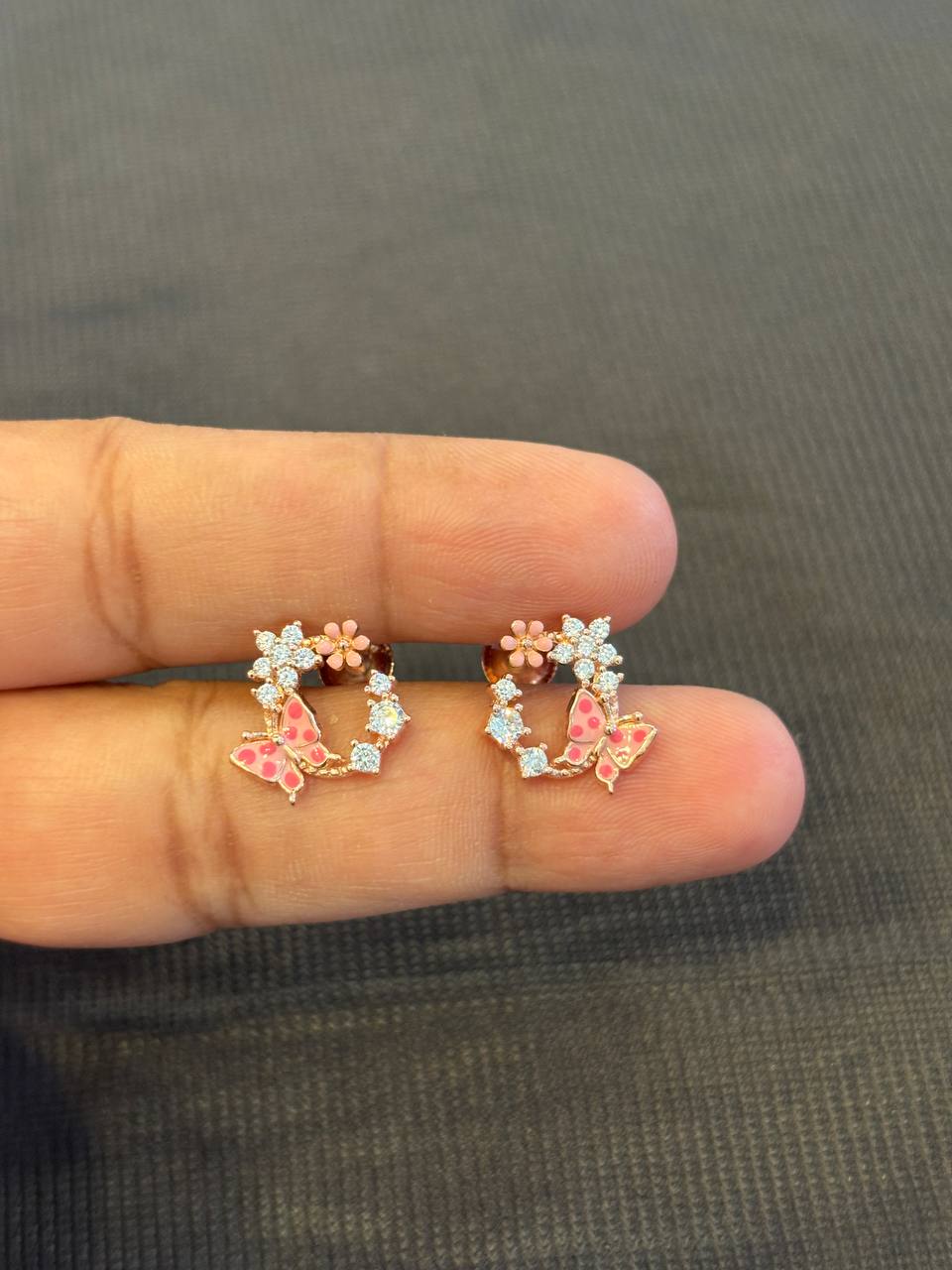 Silver butterfly crown with rosegold finish