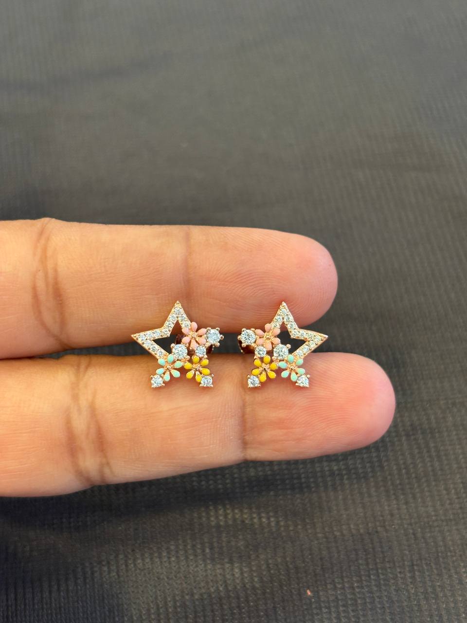 Silver star flower with rosegold finish