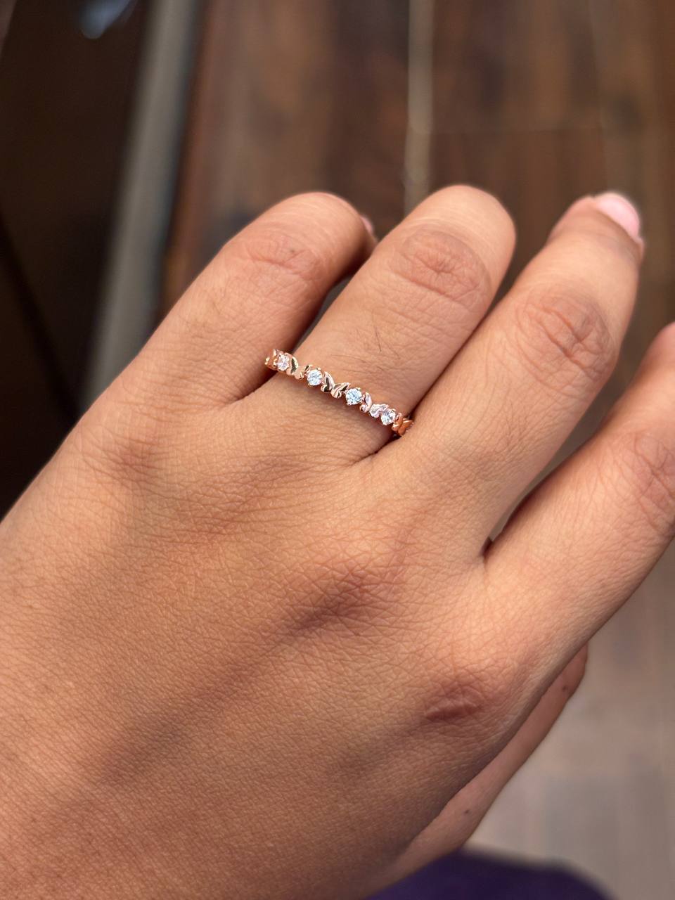 Silver butterfly ring with rosegold finish (adjustable)