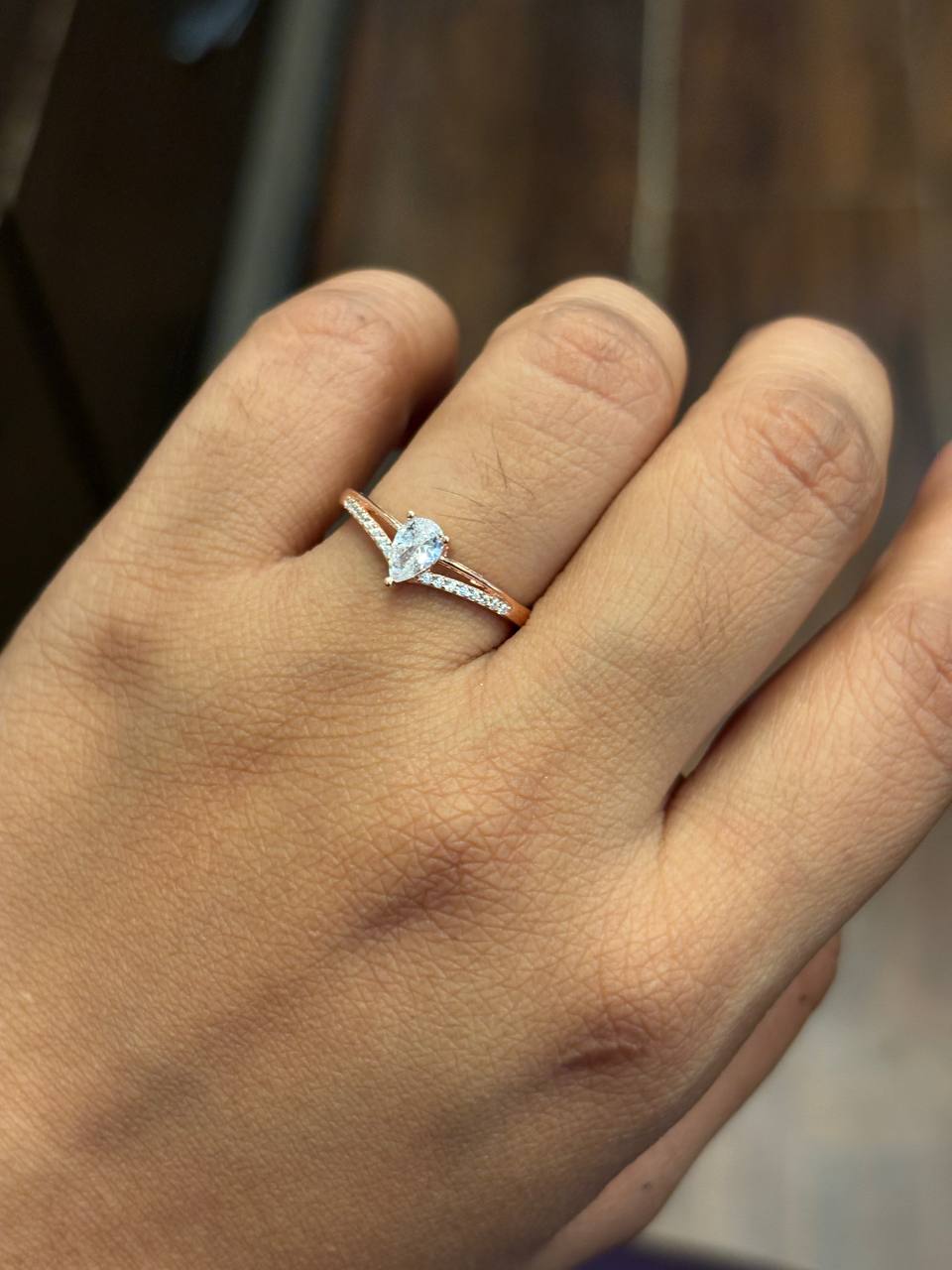 Silver megha ring with rosegold finish (adjustable)