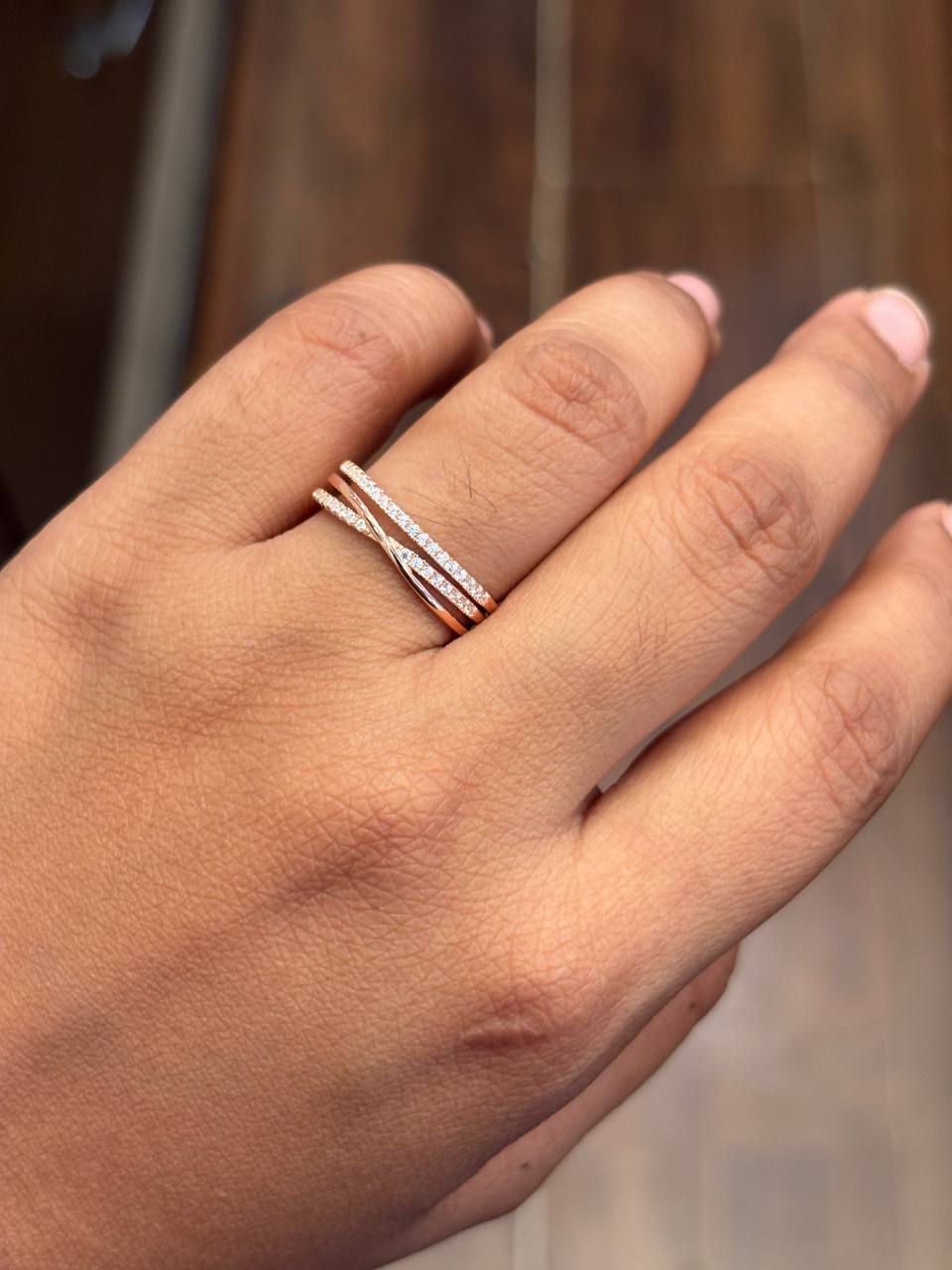 Silver neha ring with rosegold finish (adjustble)