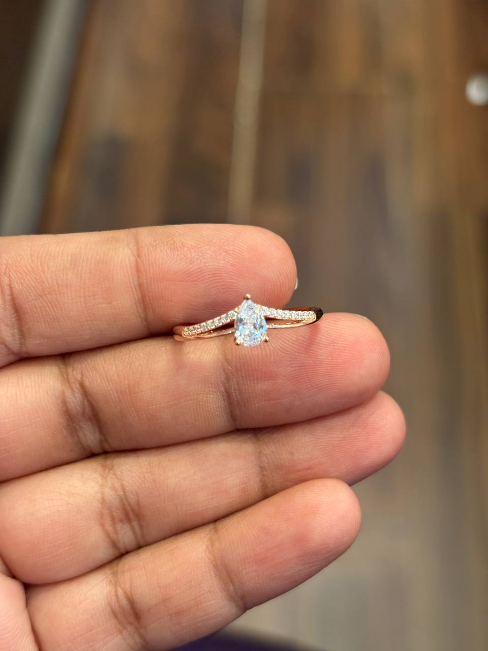 Silver megha ring with rosegold finish (adjustable)