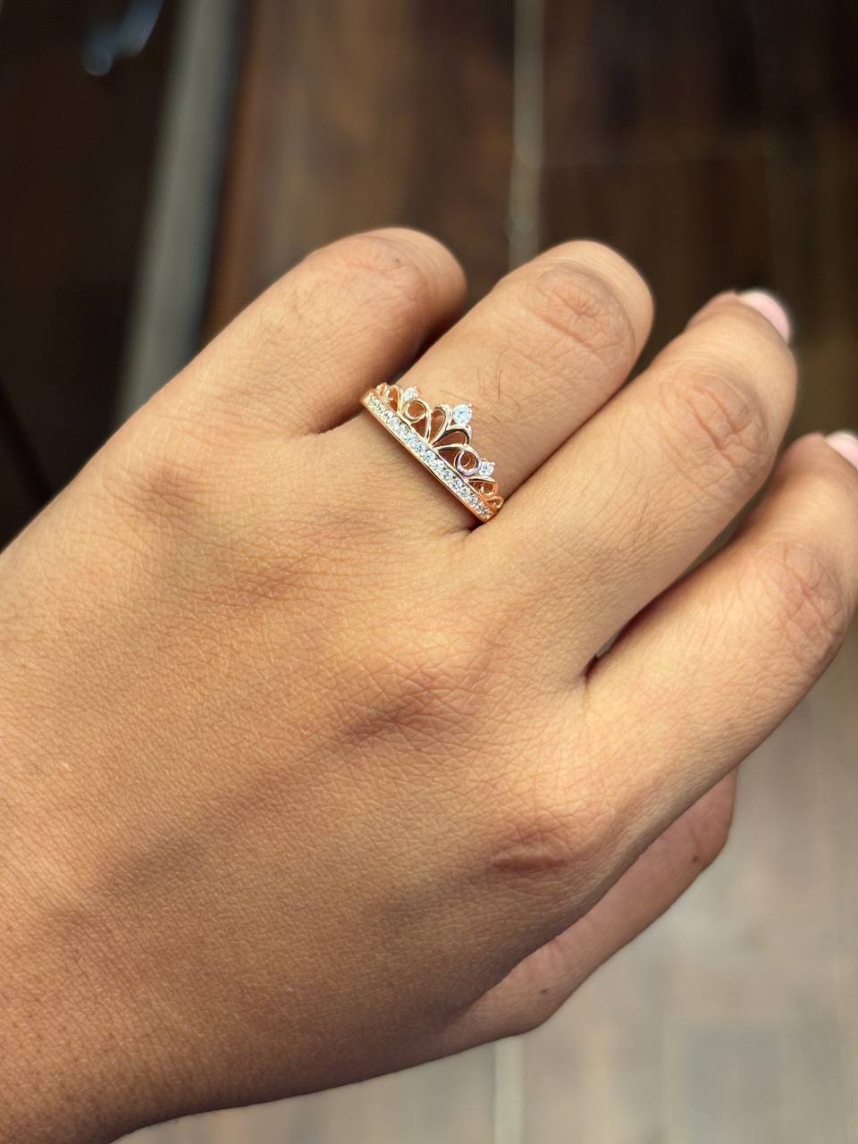 Silver royal ring with rosegold finish (adjustable)