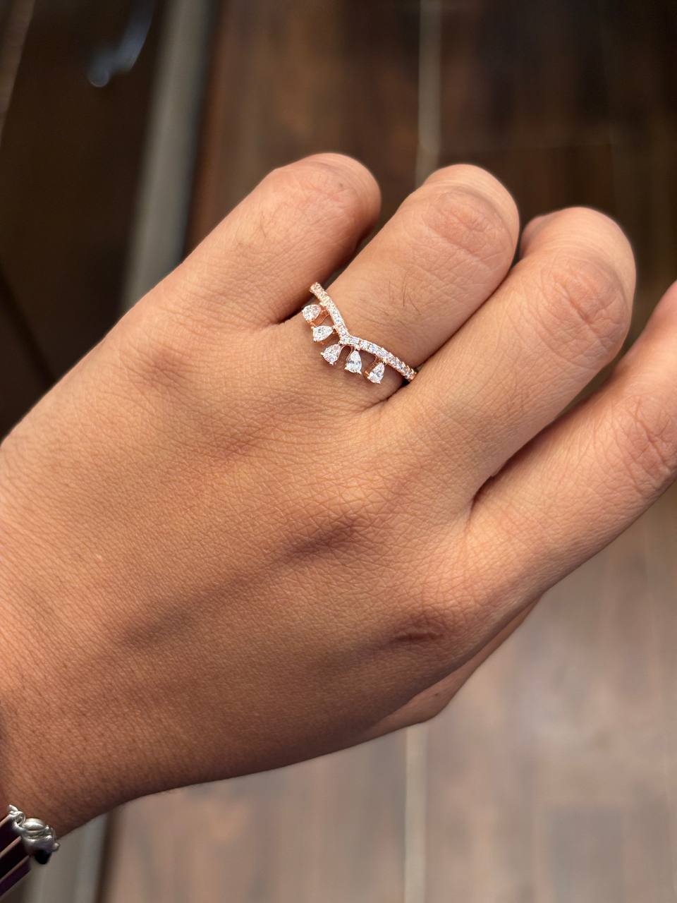 Silver malar ring with rosegold finish
