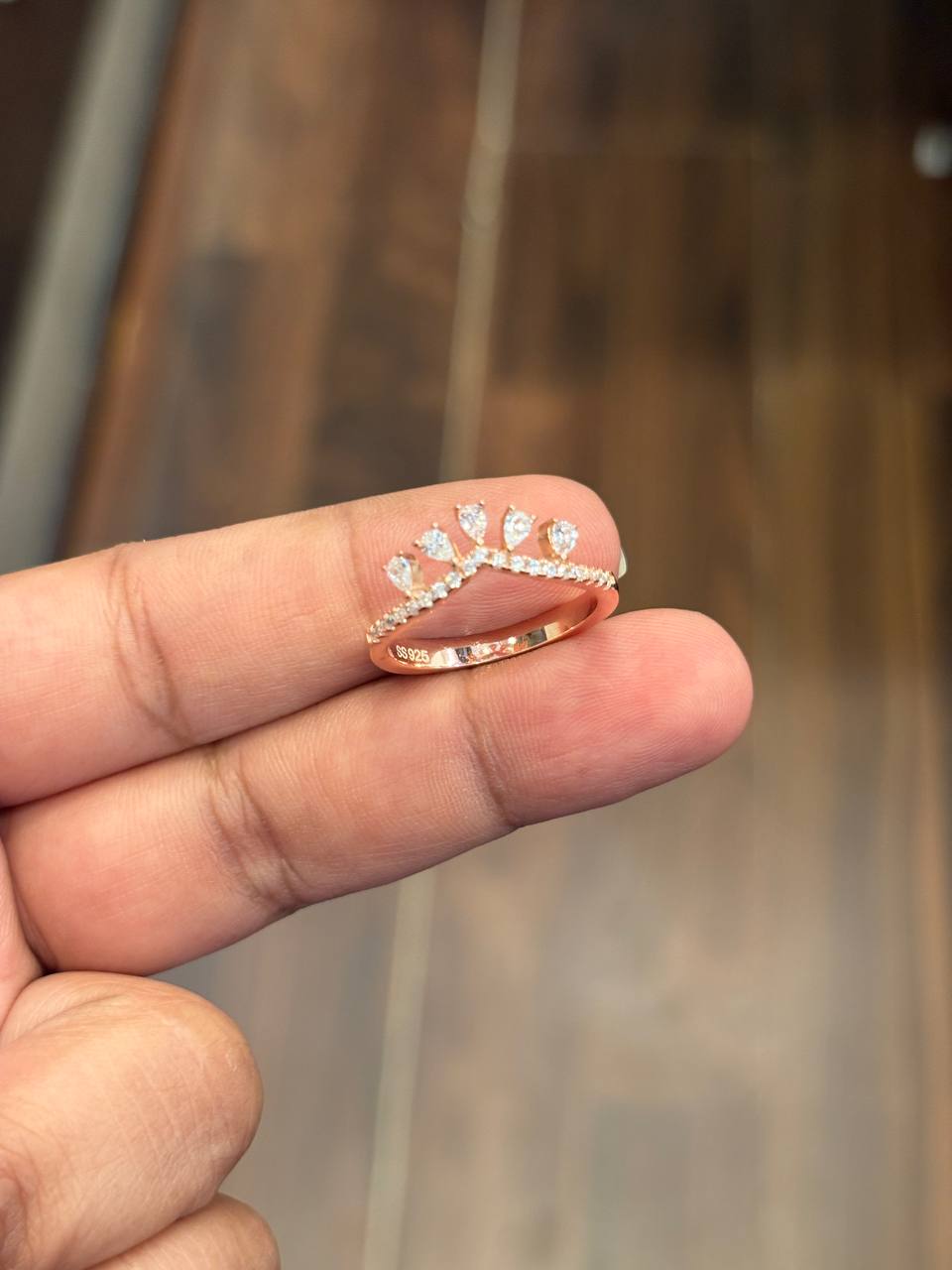 Silver malar ring with rosegold finish