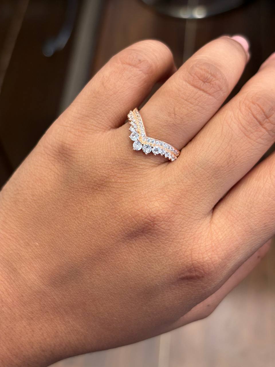 Silver anegha ring with rosegold finish (adjustable)
