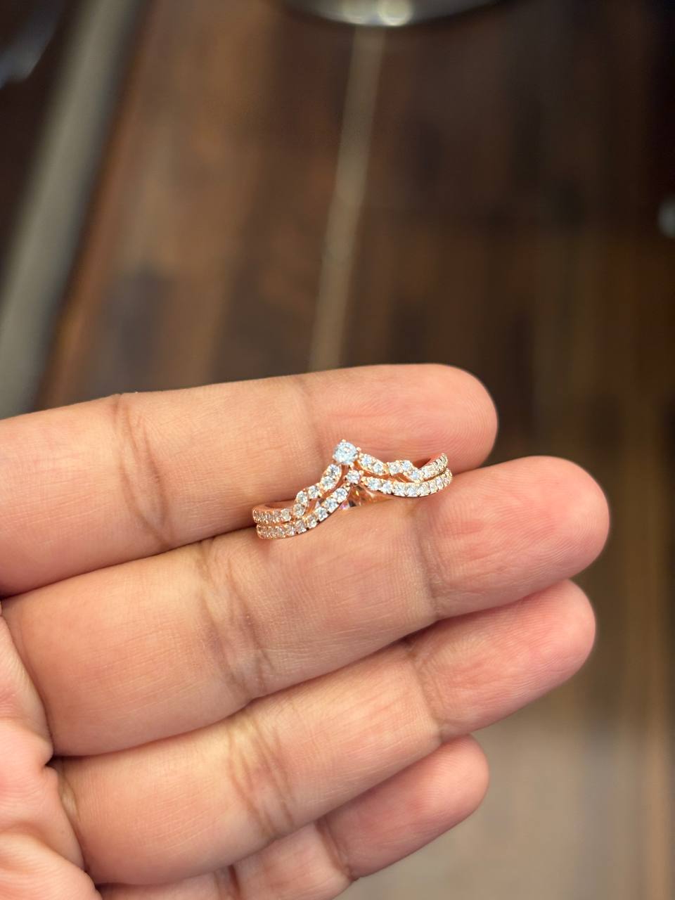 Silver anegha ring with rosegold finish (adjustable)