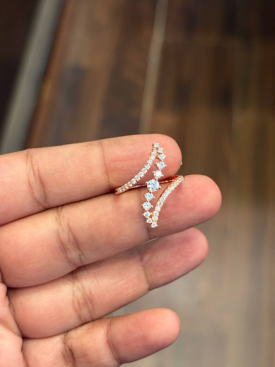 Silver caroline ring with rosegold finish