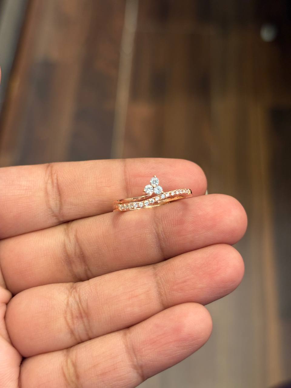 Silver mehur ring with rosegold finish (adjustable)