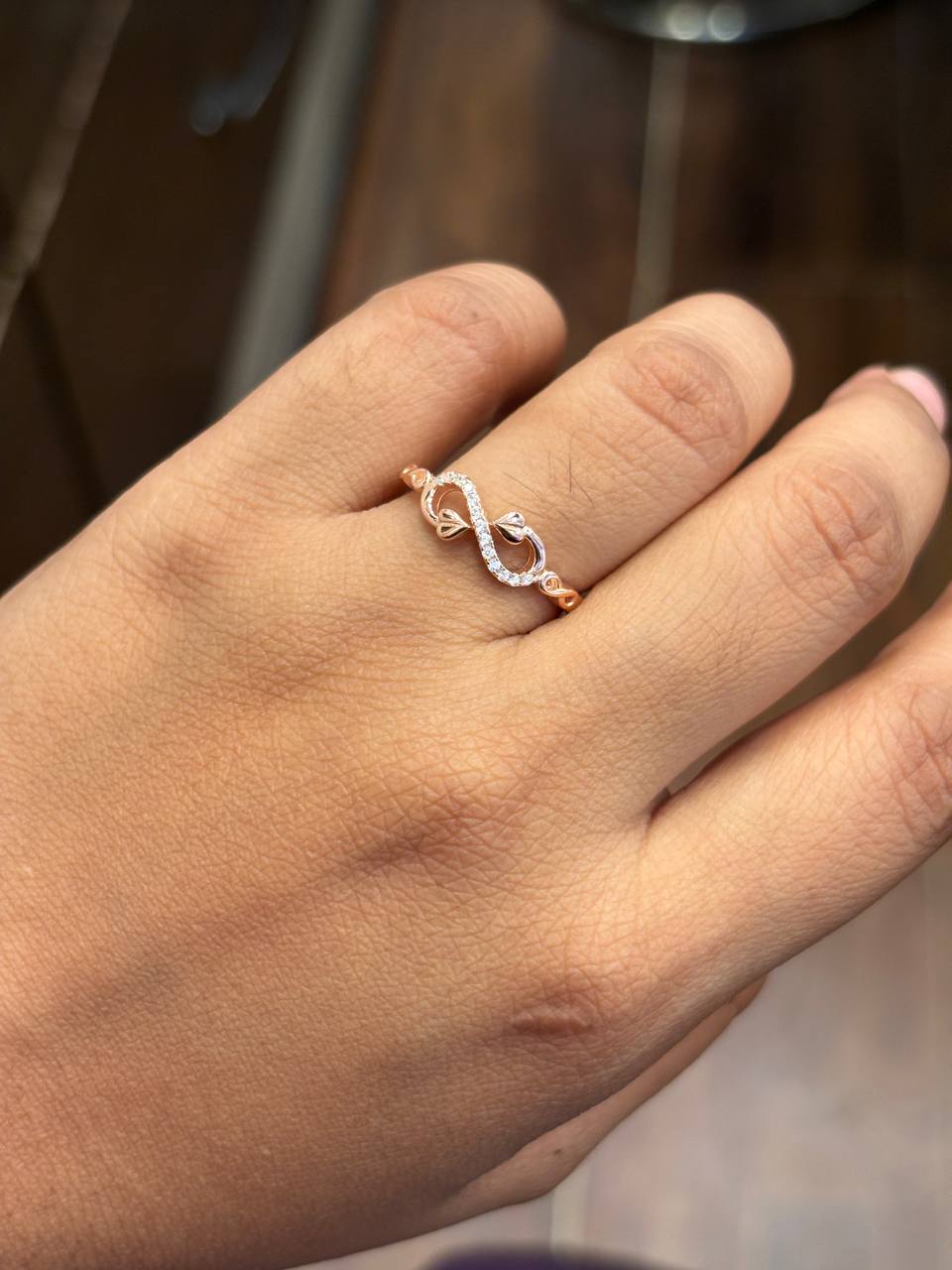Silver heart infinity ring with rosegold finish