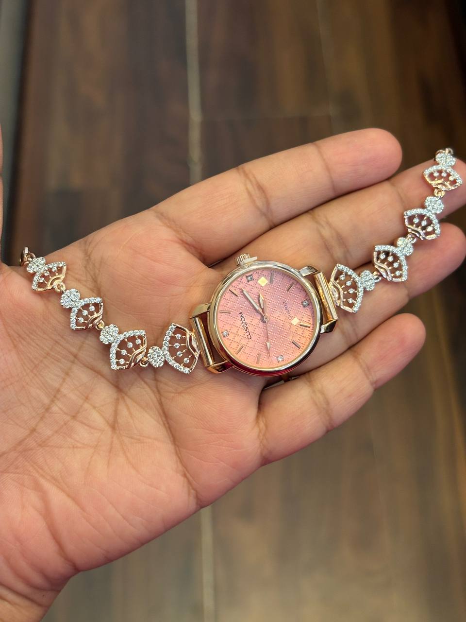 Silver iara watch with rosegold finish