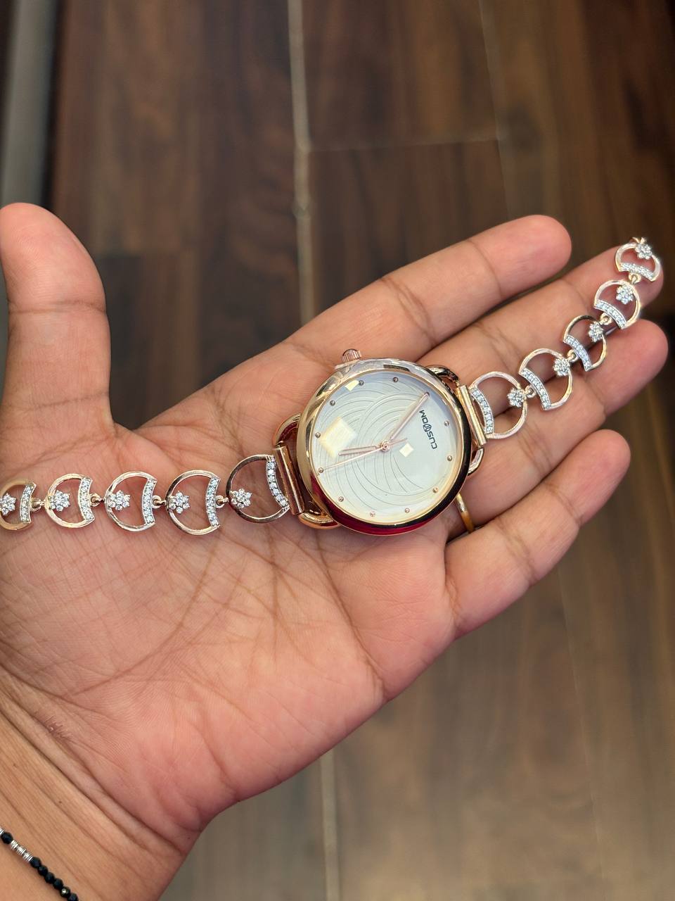 Silver luna watch with rosegold finish