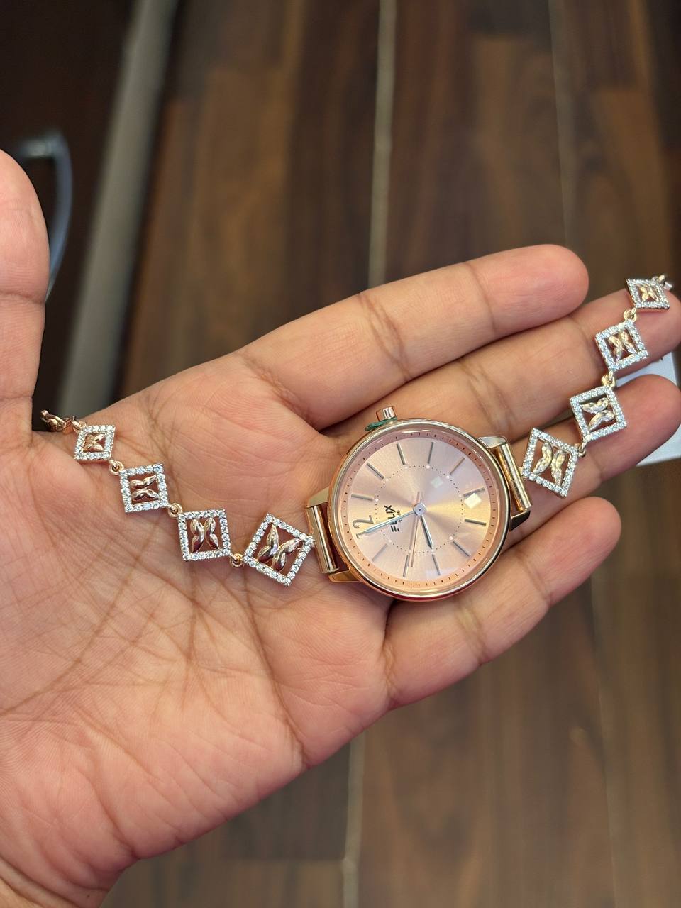 Silver zara watch with rosegold finish