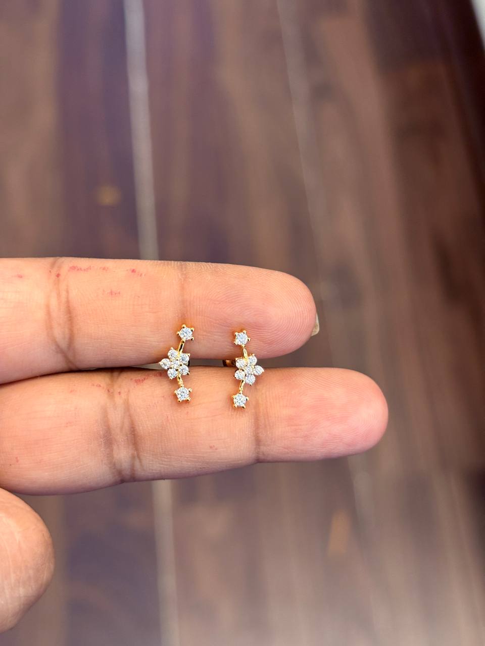 Silver stone helix stud with gold finish