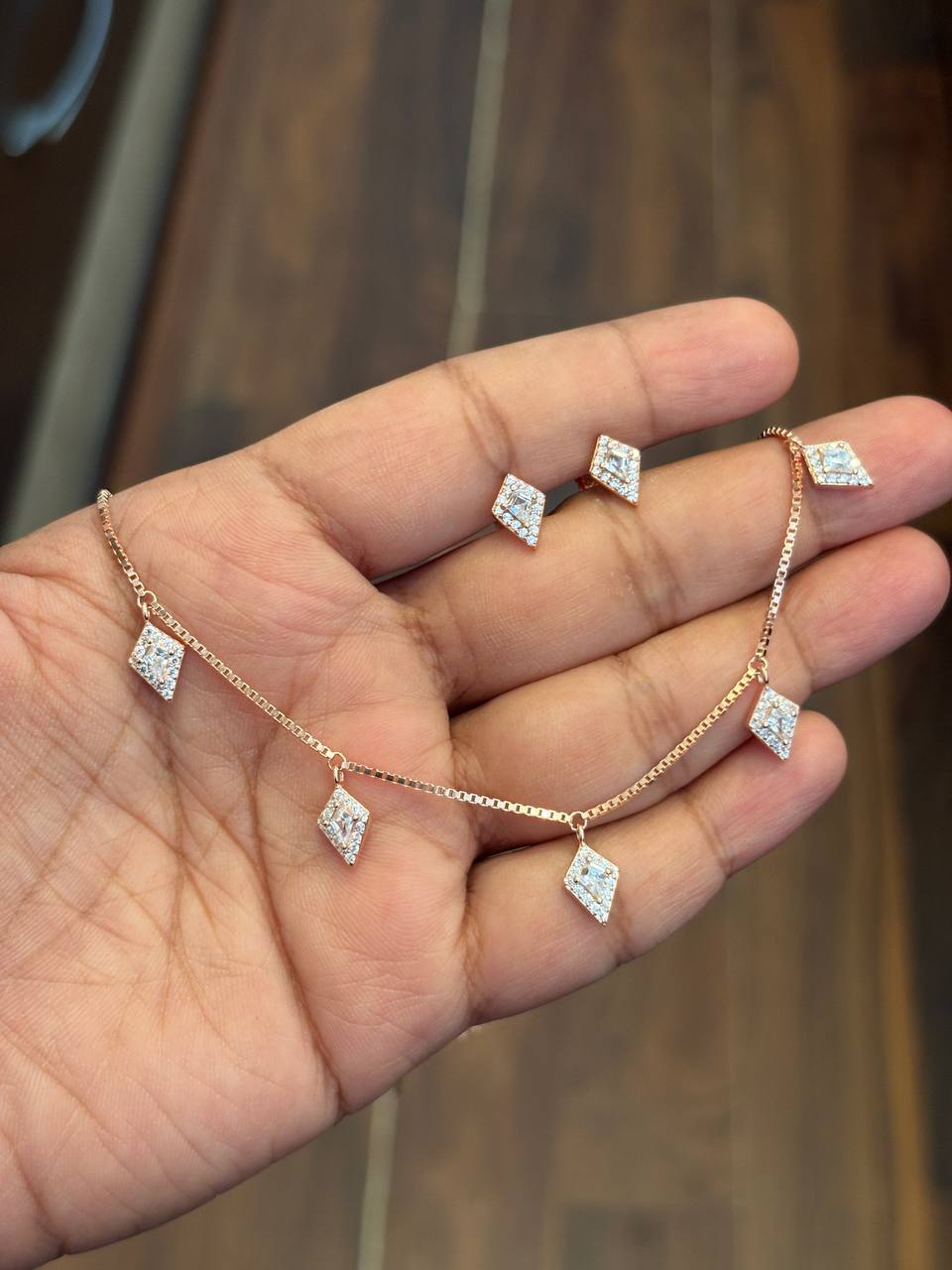 Silver miya charm with rosegold finish