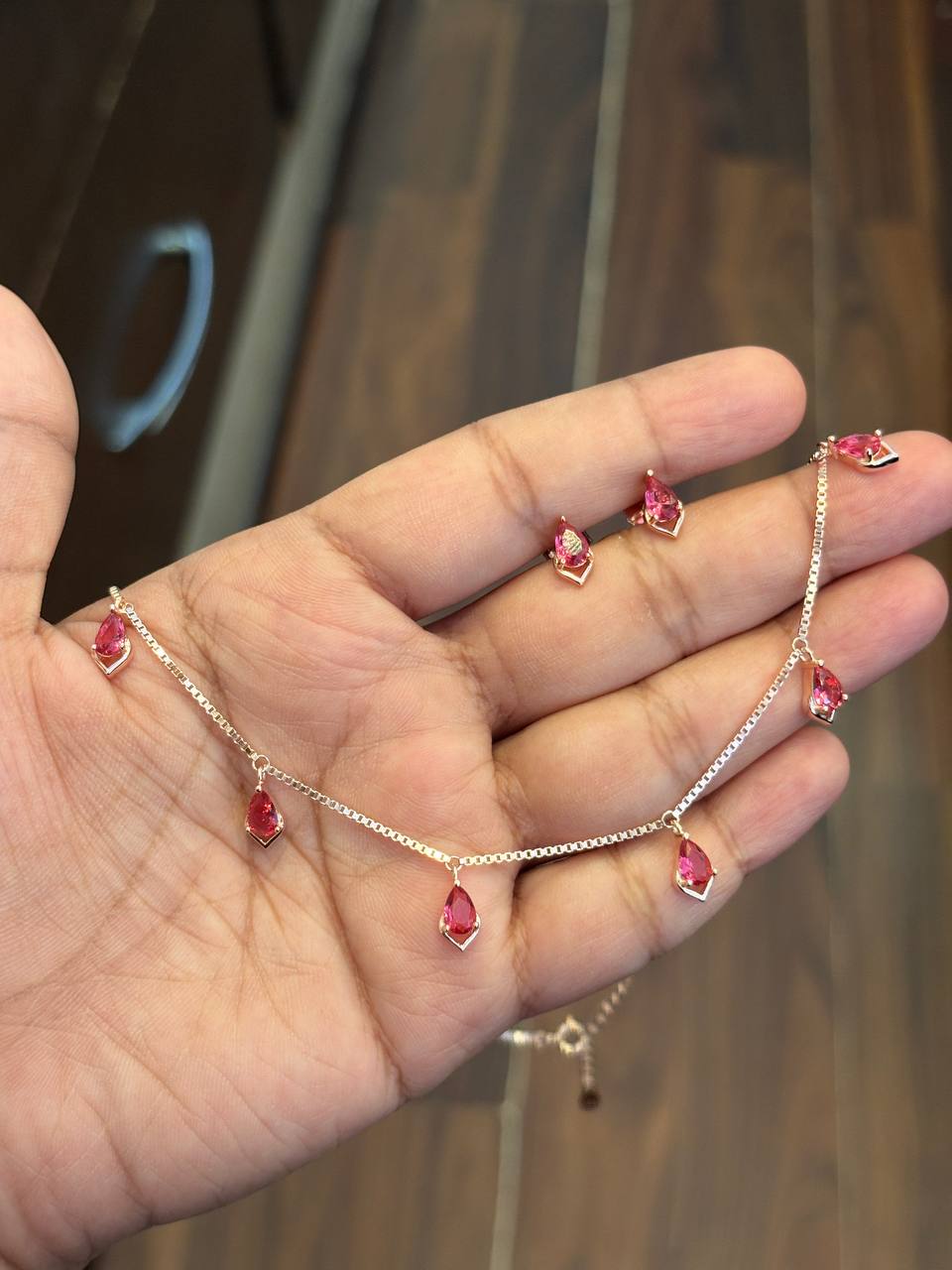 Silver red zara charm with rosegold finish