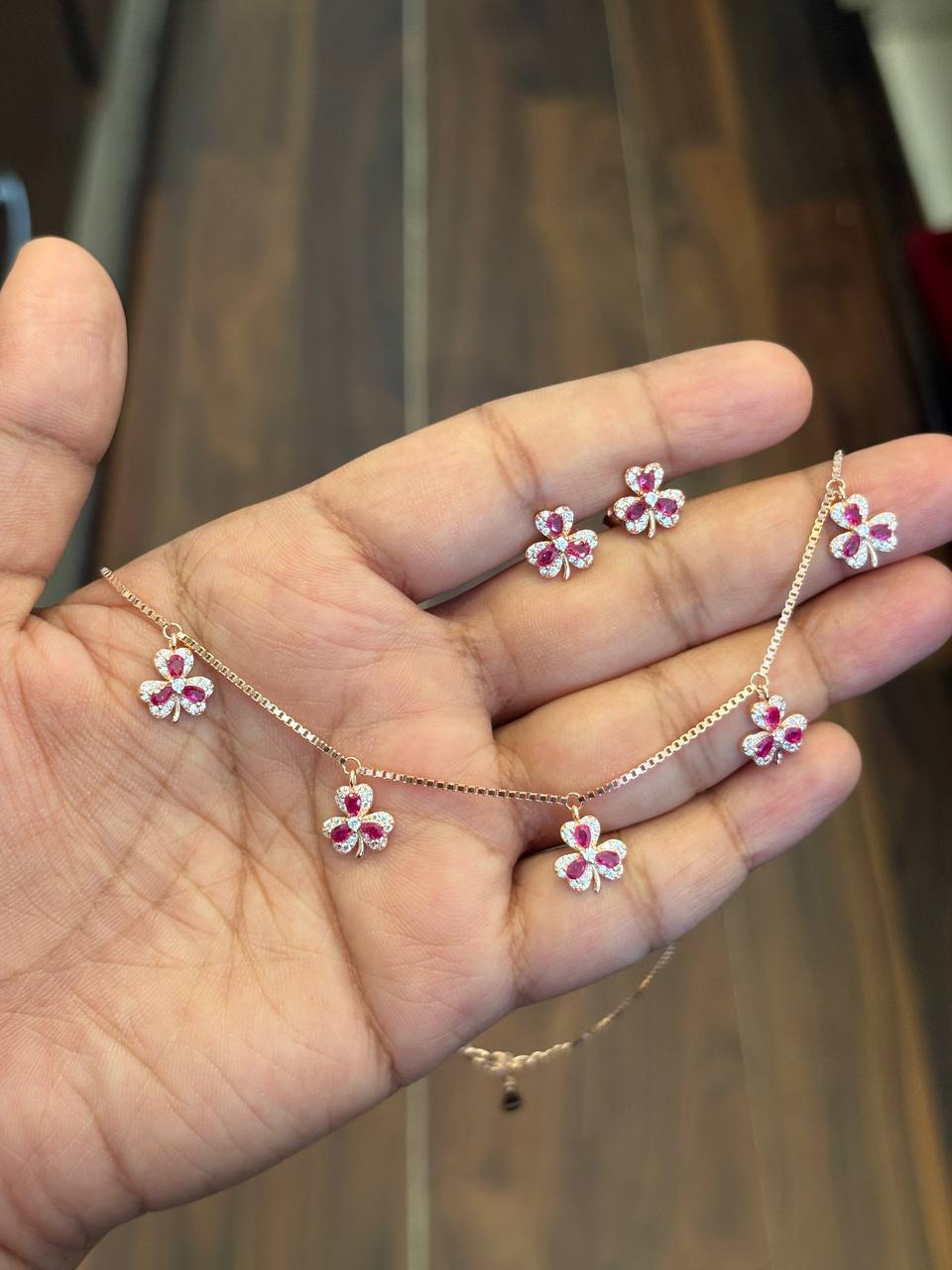 Silver red maple charm with rosegold finish