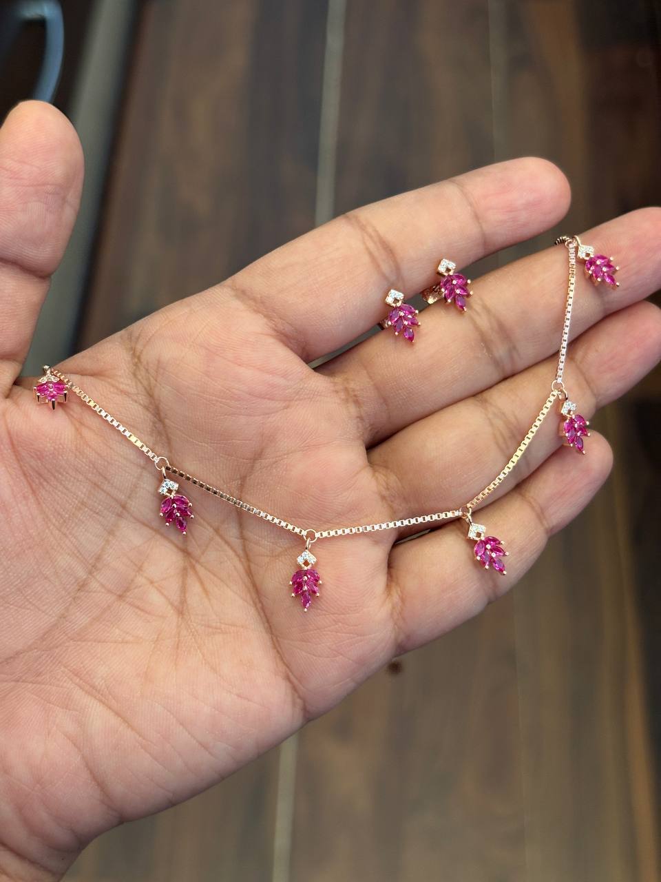 Silver pink charm charm with rosegold finish