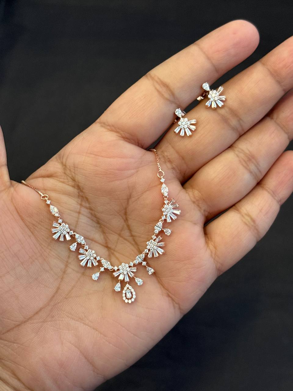 Silver arudhra necklace with rosegold finish