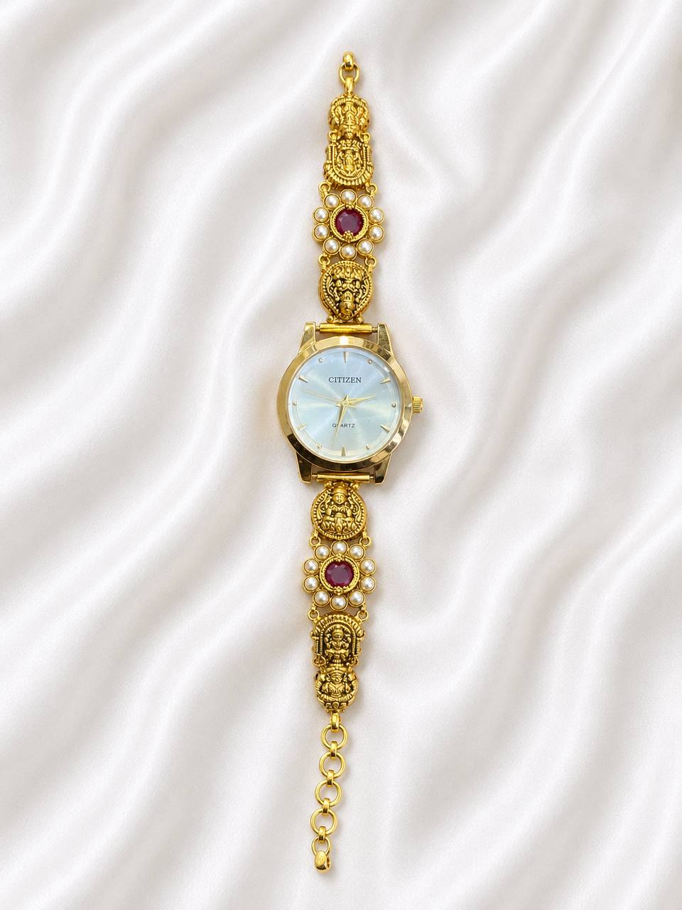 Silver bavya watch with antique finish