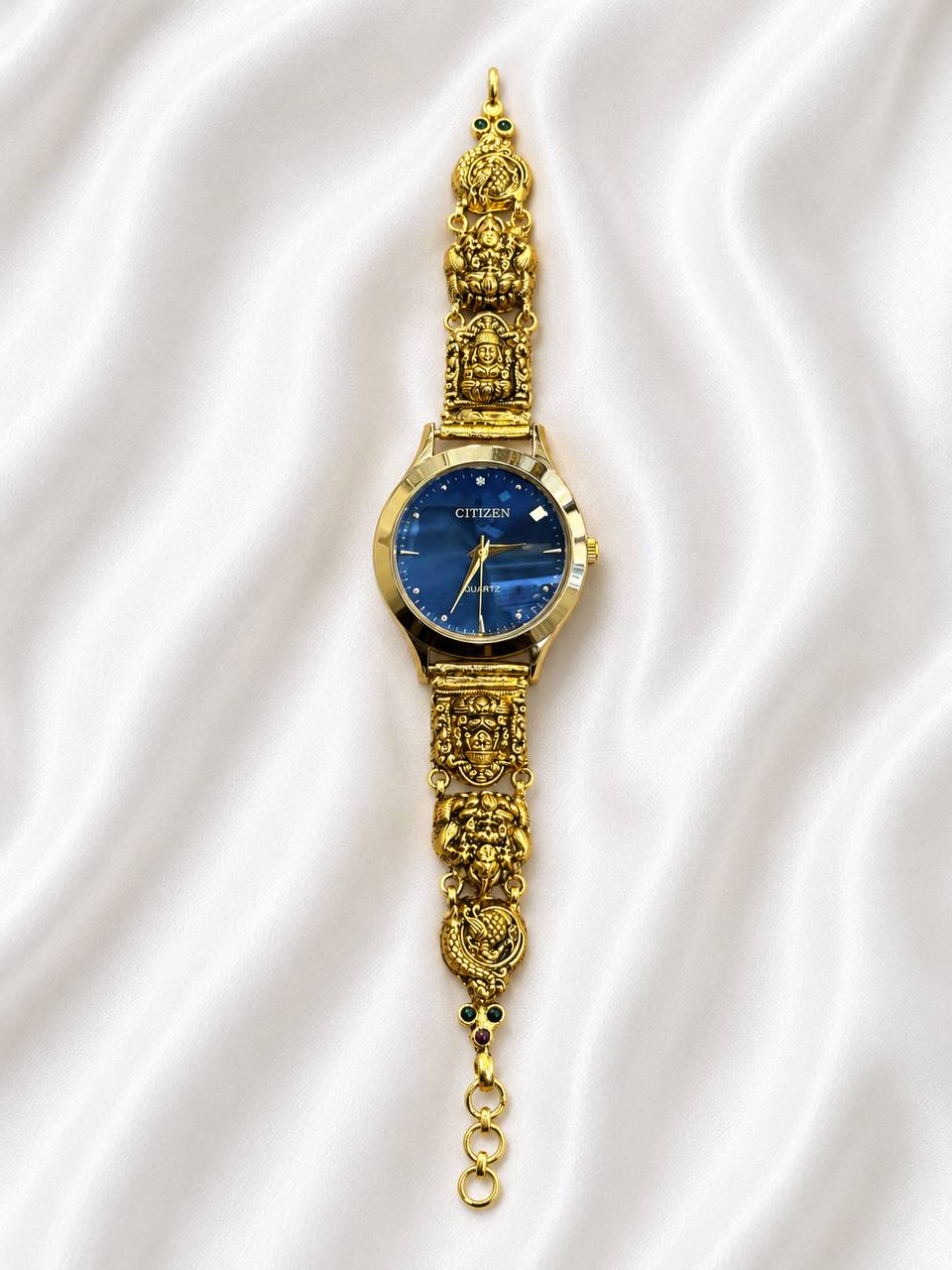 Silver bhavana watch with antique finish