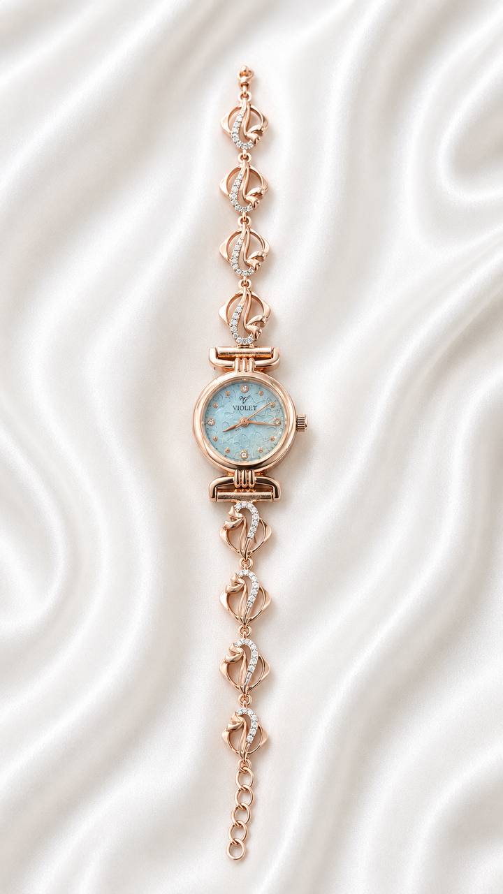 Silver megha watch with rosegold finish