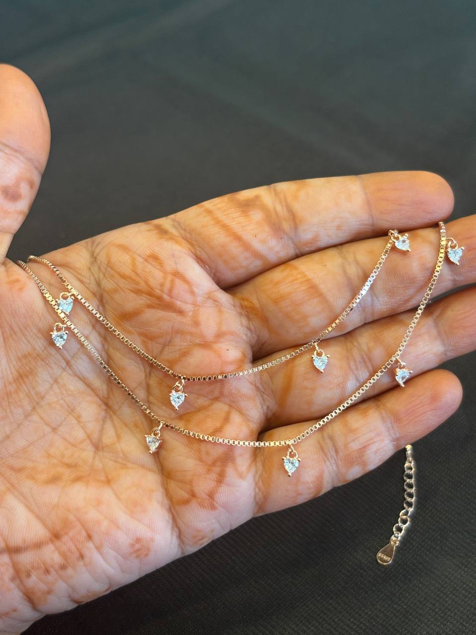 Silver iniiya anklet with rosegold finish