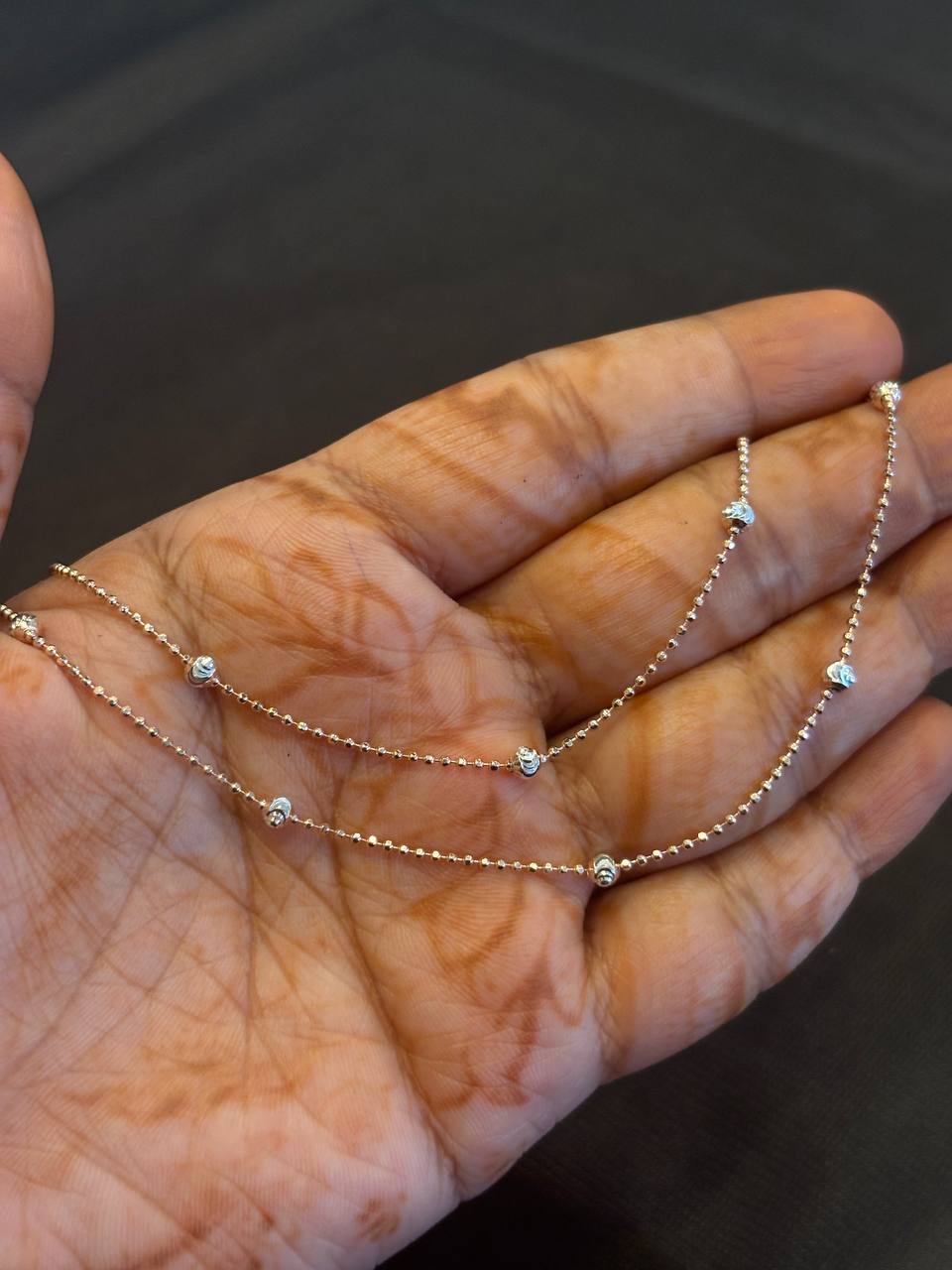 Silver chandra anklet with rosegold finish