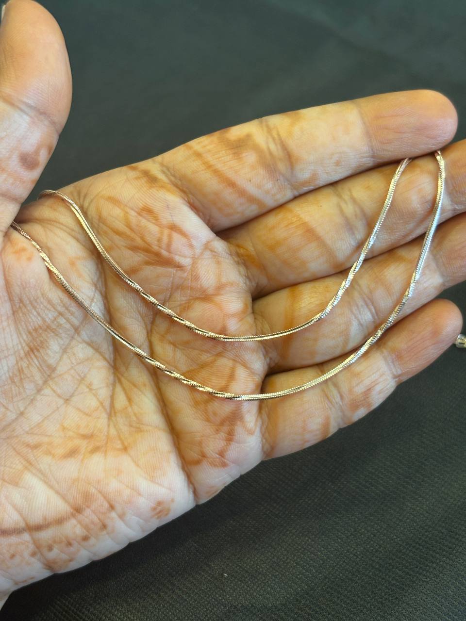 Silver chitra anklet with rosegold finish