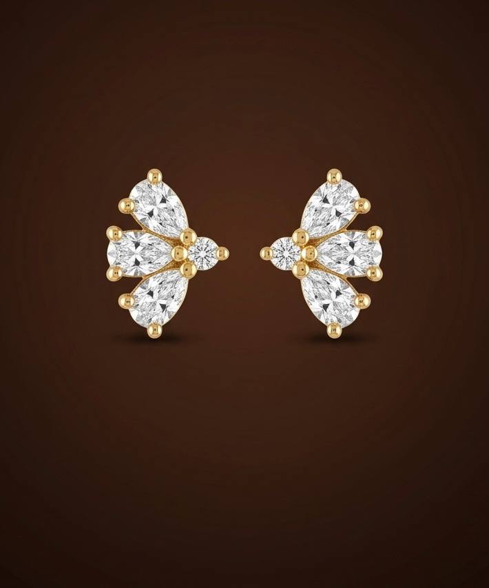 Silver heera stud with gold finish