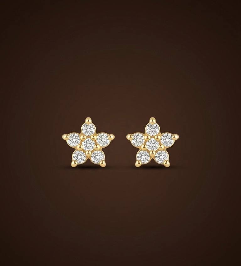 Silver nakshatra stud with gold finish